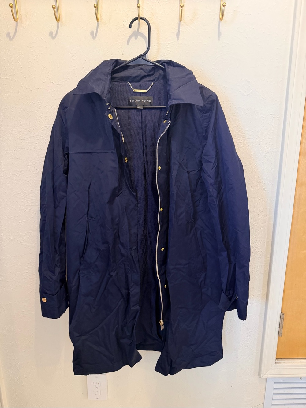 ANTONIO MELANI Navy Lightweight Raincoat with Hood